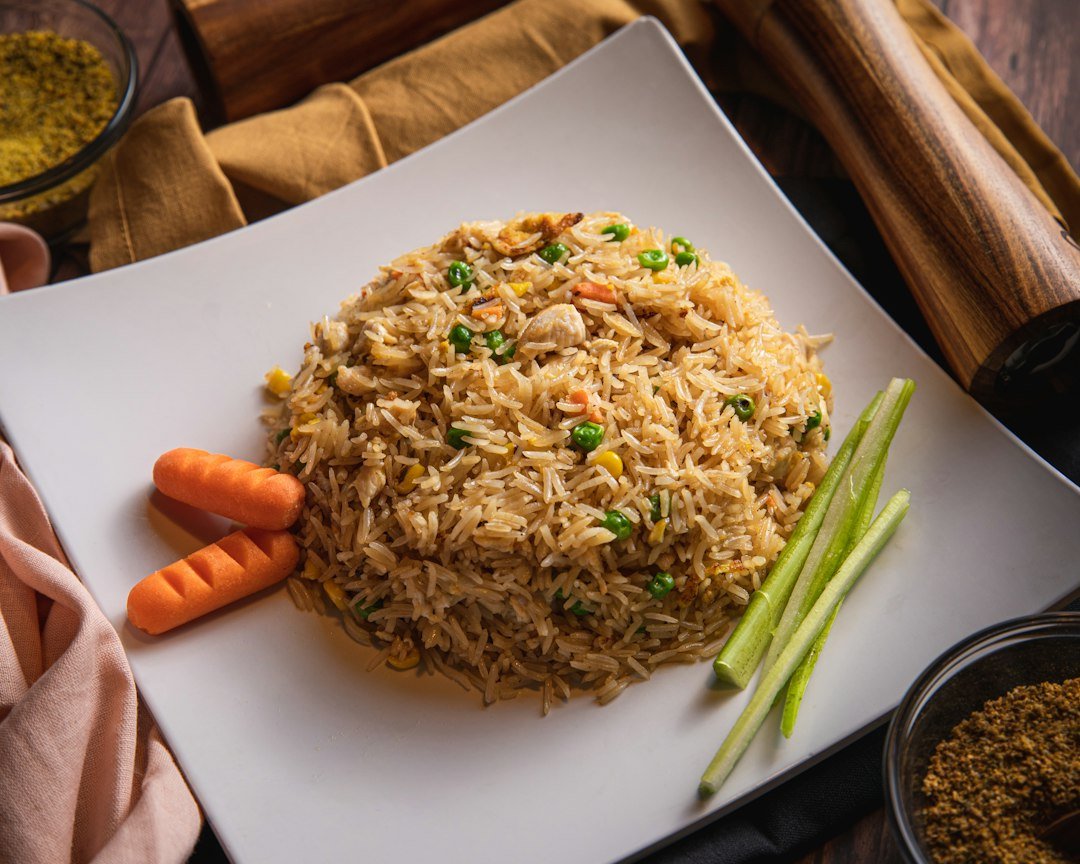 Illustrative stock photograph of vegetable egg fried rice