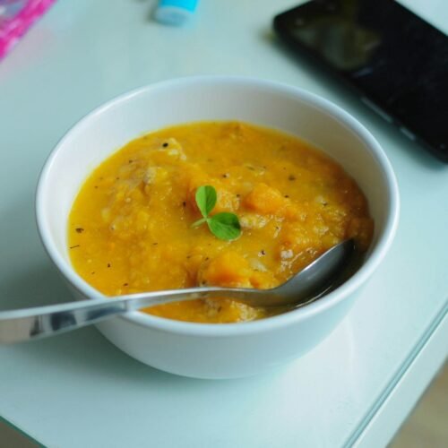 A bowl of homemade soup